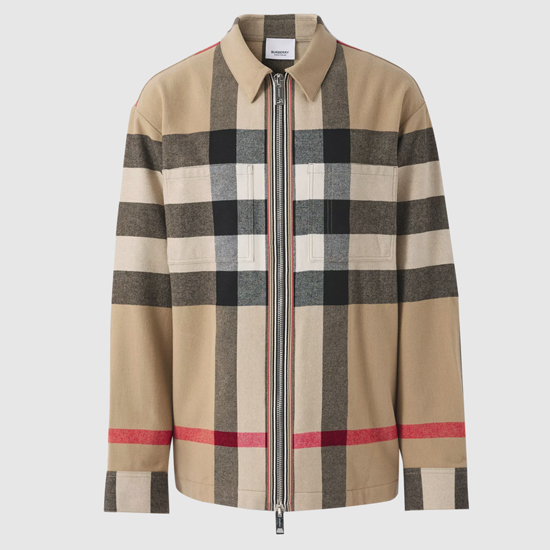 BURBERRY Men's HAGUE Wool Cotton Zip-Up Jacket 8050135 ARCHIVE BEIGE