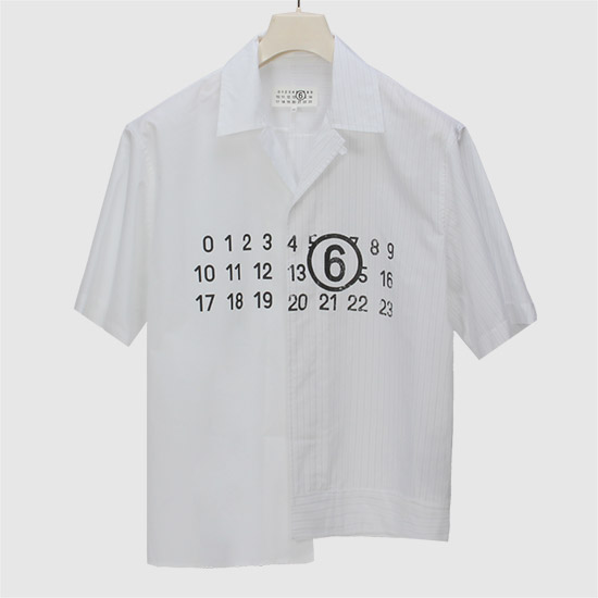 MM6 메종 마르지엘라 남성 넘버로고 반팔 셔츠 SH0DR0004 STZ119 961 WHITE
