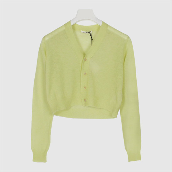 μ€λΌλ¦¬ Women's ν€λ Mohair μμ΄ Knit Cardigan A25SC04FG LIME YELLOW
