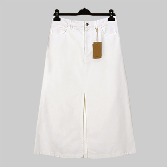 μνμ GEORGIA μ‘°μ§μ Denim Skirt COGZV F06423 AAB WHITE