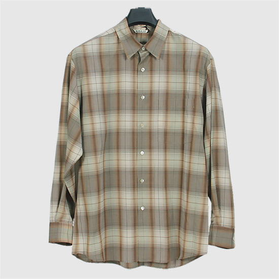 μ€λΌλ¦¬ Men's μνΌλΌμ΄νΈ Wool Check Shirt A25SS01LC GRAY BROWN CHECK