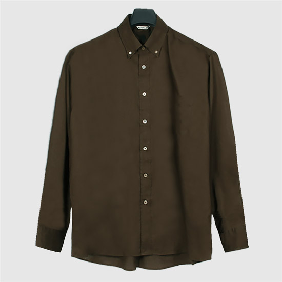 ์ค๋ผ๋ฆฌ Men's ์์๋ ํ์ค ํ์ดํ๋ผ์ดํฐ Button Down Shirt A25SS02TL DARK BROWN