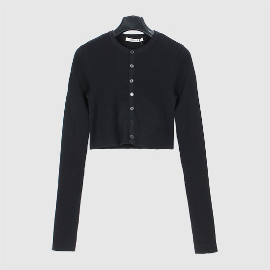 ์ค๋ผ๋ฆฌ Women's Cotton ๋ฆฝ Knit Cropped Cardigan A00C04HR BLACK