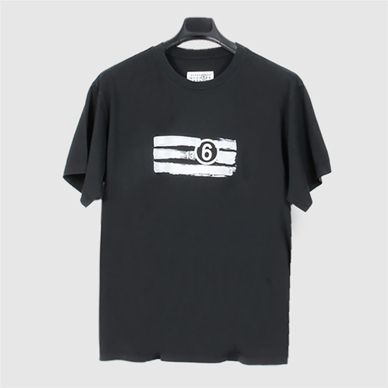MM6 ๋ฉ์ข
๋ง๋ฅด์ง์๋ผ Men's Logo Short Sleeve T-Shirt SH2GC0023 M20115 900 BLACK