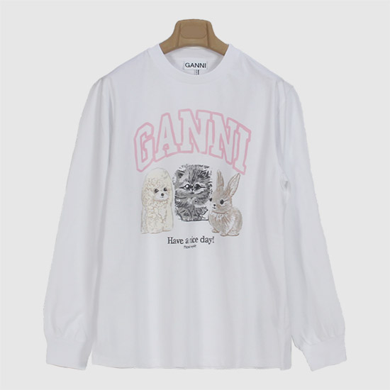 ๊ฐ๋ ๋ฆฌ์ปท ํค๋น Jersey Animal Long Sleeve ํฐ T4275 151 BRIGHT WHITE