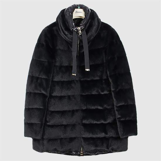 에르노 Women's 얼터너티브 Fur Padded Jacket PI002123D 12630 9300 BLACK