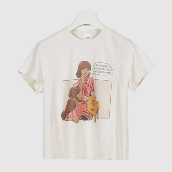 ๋ฆฌ๋ Women's 50S ํผํผ Boxy T-Shirt 02402WBXT004 VINTAGE WHITE