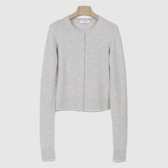 ๋ฆฌ๋ Women's Crew Neck Cashmere Cardigan 69710WXLSCAR LIGHT HEATHER GREY
