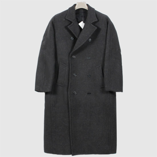 오라리 셰틀랜드 울 더블 오버 코트 A25AC01HD DARK CHARCOAL