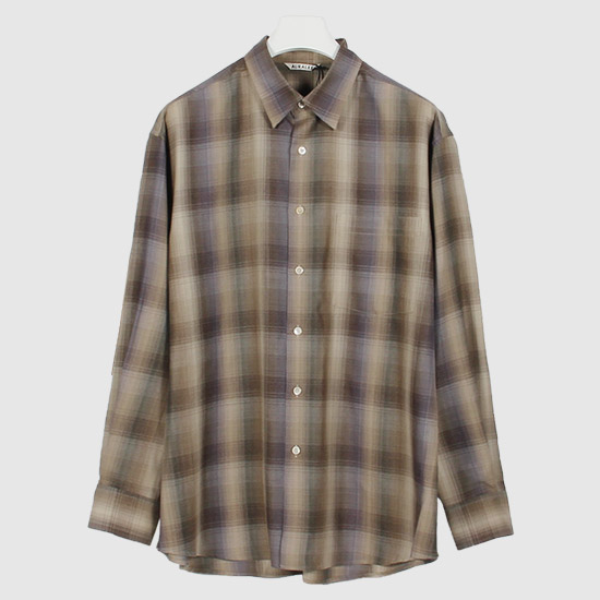 오라리 남성 슈퍼 라이트 울 체크 셔츠 A25AS01LC BROWN BLUE CHECK