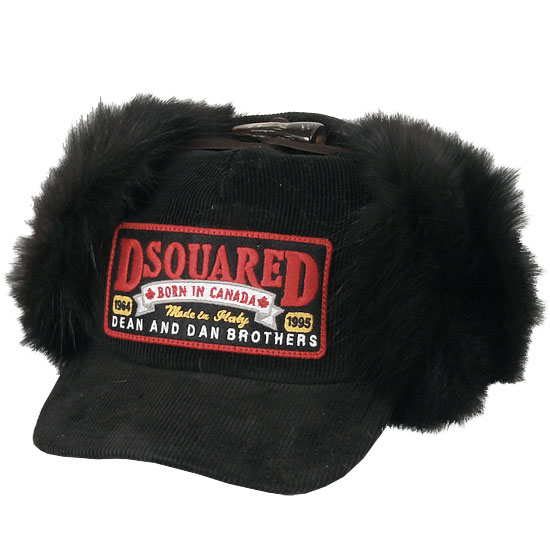 디스퀘어드 Women's용 Fox 방한 Hats W13 HA1002 V109 2124 BLACK