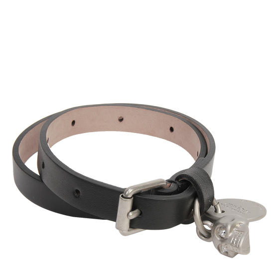 ์๋ ์ฐ๋ ๋งฅํธ Unisex Skull Charm Double LeatherBracelet 303295 CTJ0D 1100 BLACK