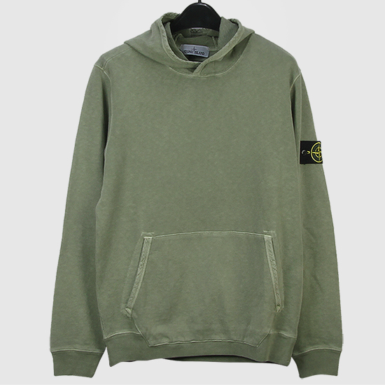 스톤아일랜드 와펜 패치 후드 스웨트 셔츠 701565660 V0155 SAGE GREEN