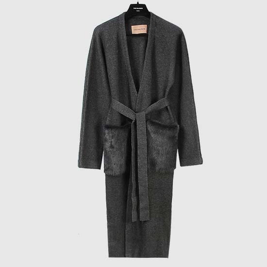 ์ด๋ธ์ด๋ก๋ชฌ Women's ๋ฐํฌํฌ์ผ Long Cardigan Coat WYM51113MCMA C97 GRIS ANTHRACITE