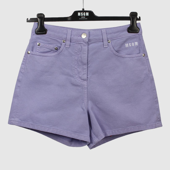 MSGM Women's Logo Detail Shorts 3041MDB40TX 217282 72 WISTERIA