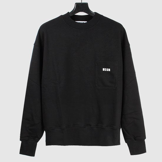 MSGM Men's Micro Logo Pocket Sweatshirt 3040MM71 217099 99 BLACK