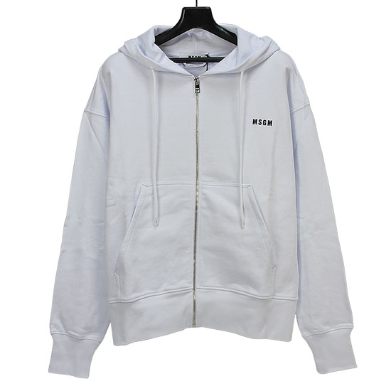 MSGM Men's Micro Logo Zip-Up 3040MM74 217099 01 WHITE