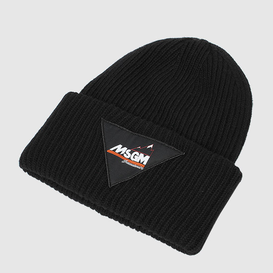 MSGM Triangle Logo Wool Beanie 3140ML07 217562 99 BLACK