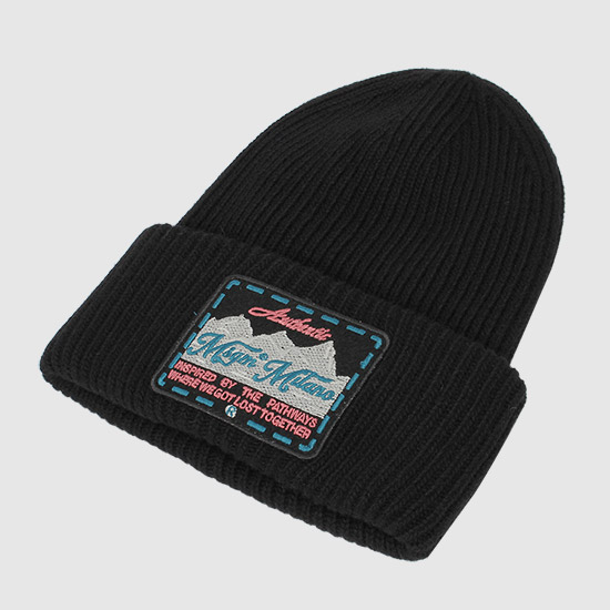 MSGM Label Patch Wool Beanie 3140ML08 217562 99 BLACK