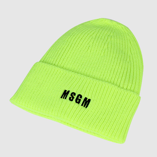 MSGM Logo Solid Beanie 3140ML04 217780 07 FLUO YELLOW