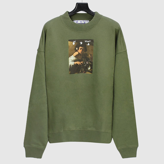 오프화이트 CARAVAGGIO 스웨트셔츠 OMBA054F21FLE010 5584 GREEN MULTI
