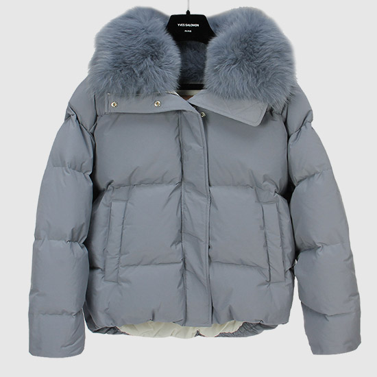 이브살로몬 Puffer 테크니컬 Fox Fur Down Padded Jacket YV00466DOXW A7152 AQUARELLE