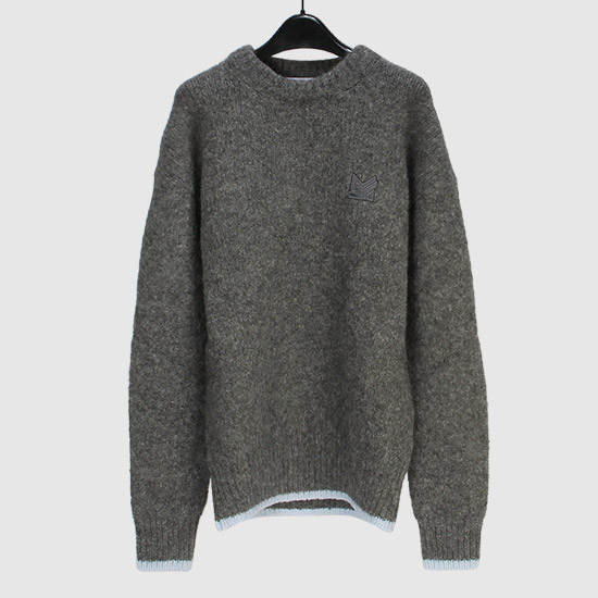 MAISON KITSUNE Men's MK Patch Oversized Knit HM00529KT1040 H150 GREY MELANGE