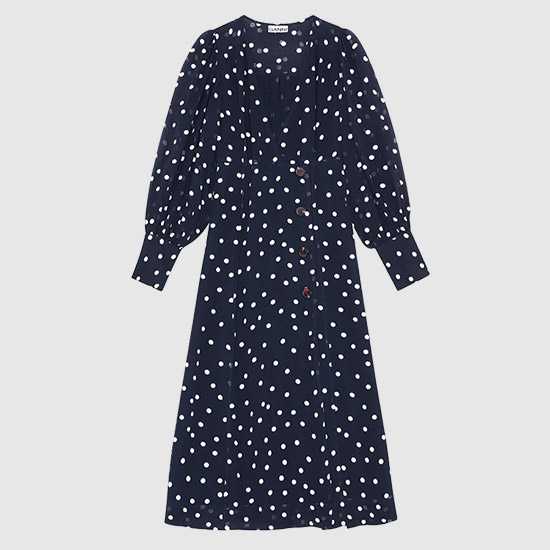 가니 GEORGETTE WRAP 원피스 F6410 683 SKY CAPTAIN