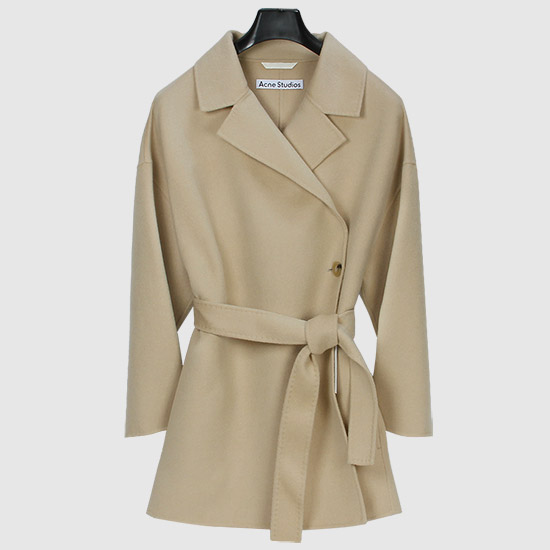 μν¬λ€ Women's Belt Wool Coat A90440 AE5 COLD BEIGE