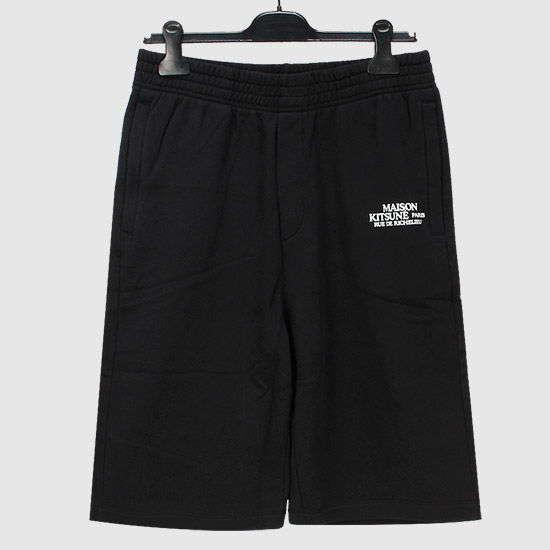 MAISON KITSUNE RUE DE RICHELIEU Bermuda Track Pants IM01305KM0022 P199 BLACK