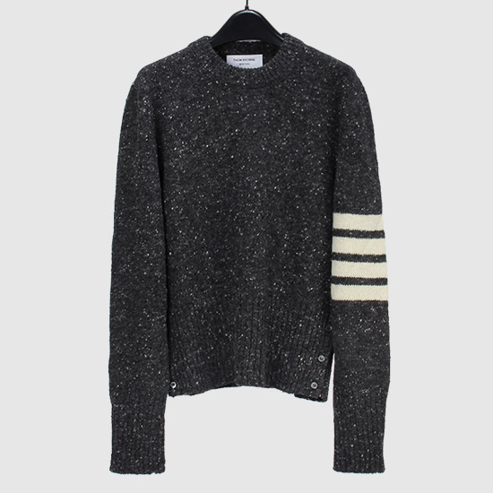 THOM BROWNE Pullover Mohair Tweed Knit MKA093A 00278 025 DARK GREY