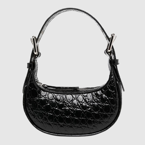 바이파 MINI SOHO 크로코 Embossed Shoulder Bag 22SSMNSSBLCCESMA BL BLACK