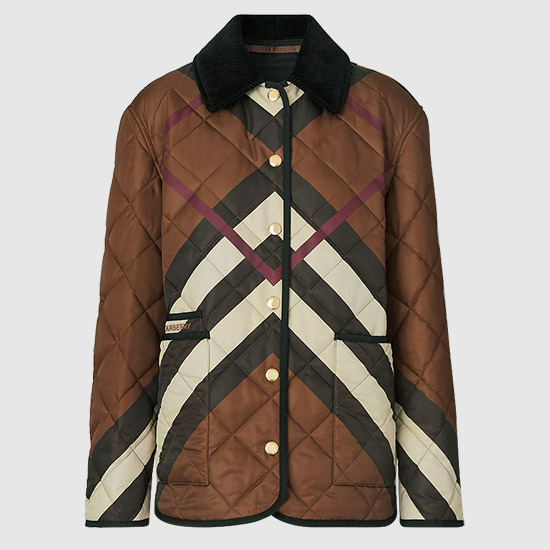 BURBERRY Women's DRANEFELD Diamond Quilted Jacket 8055436 A9011 DARK BIRCH BROWN