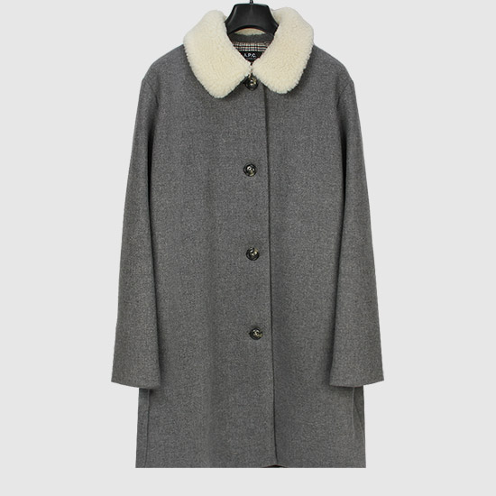 μνμ Women's NEW DOLL Wool Coat WOANO F01433 PLA HEATHERED GREY