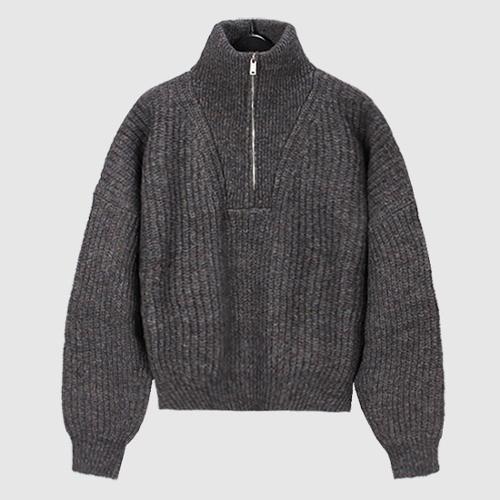 ์ด์๋ฒจ ๋ง๋ MYCLAN ๋ฐ Zip-Up Sweater PU1109 072E 02AN ANTHRACITE