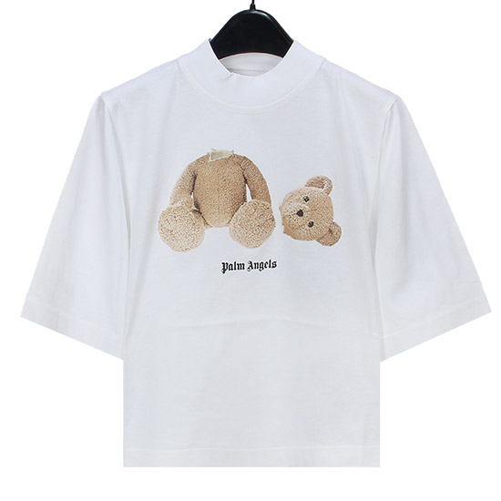 νμμ €μ€ Women's Bear Cropped Short Sleeve T-Shirt PWAA020C99JER011 0160 WHITE