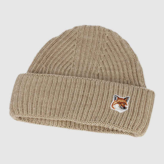 MAISON KITSUNE Fox Head Patch Wool Beanie HU06149KT1022 P220 BEIGE
