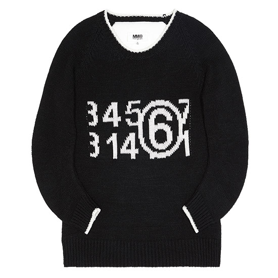 MM6 ๋ฉ์ข
๋ง๋ฅด์ง์๋ผ Logo Knit S52GP0144 S18190 001F BLACK