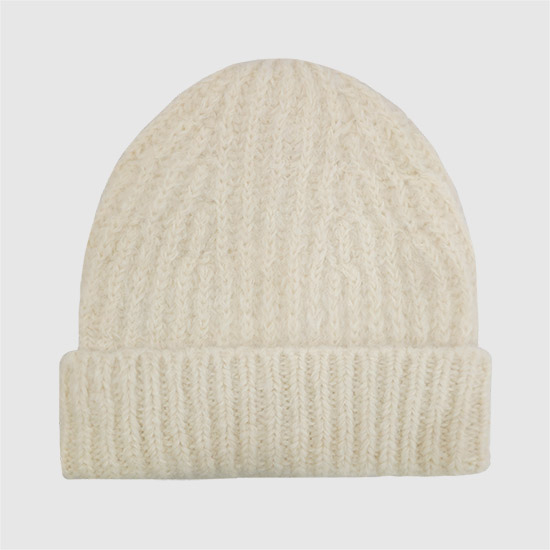 Army Ribbed Chunky Alpaca Beanie UHA100 KN0029 185 IVORY