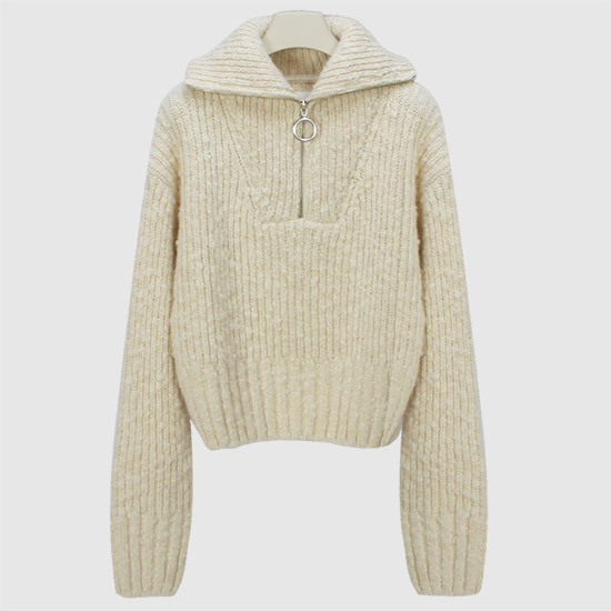 아미 여성 브러시드 텍스쳐 울 스웨터 UKS633 KN0022 185 IVORY