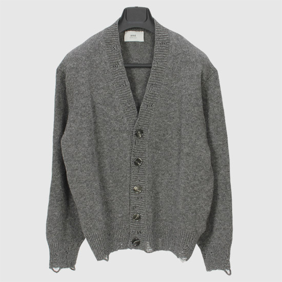 Army Men's 컷아웃 Wool Cardigan UKC027 KN0016 055 HEATHER GREY