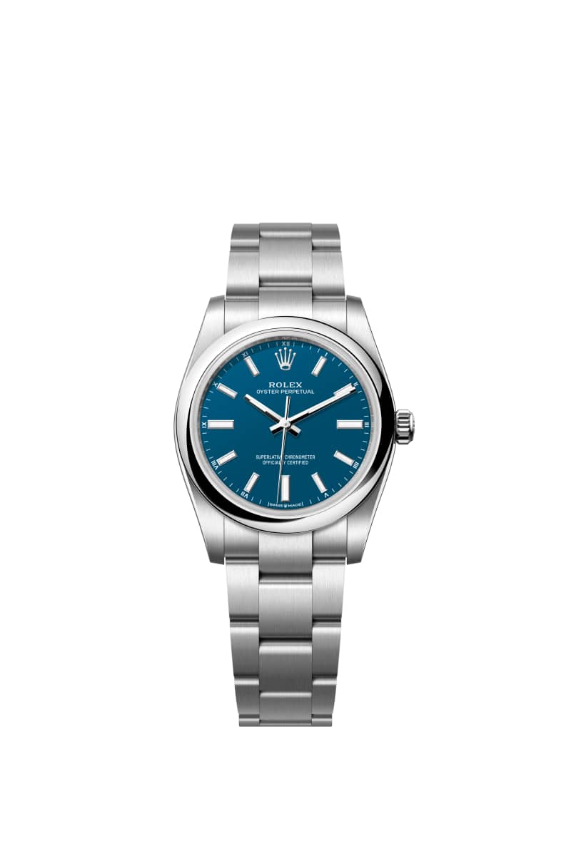 ROLEX 오이스터 퍼페츄얼 34 124200 메드 블루 다이얼 오이스터스틸
