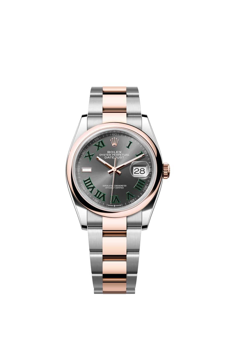 ROLEX 데이트저스트 36 126201 슬레이트 다이얼 오이스터스틸과 에버로즈 Gold