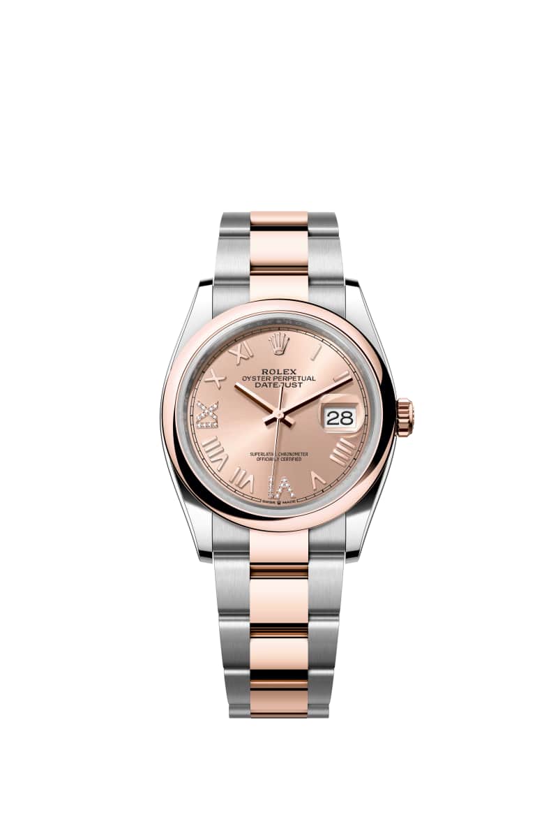ROLEX 데이트저스트 36 126201 다이아몬드가 세팅된 Rose Color 다이얼 오이스터스틸과 에버로즈 Gold