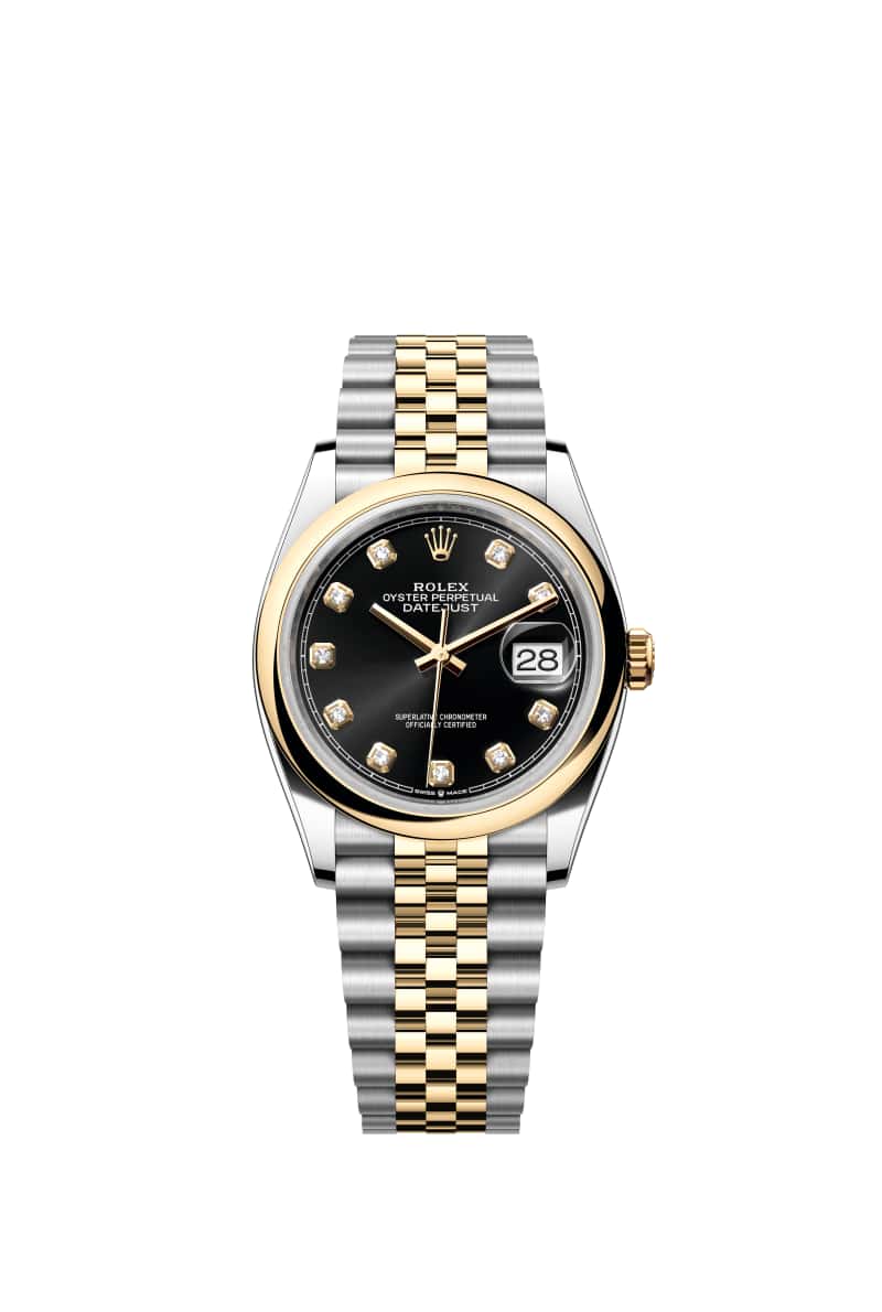 ROLEX ๋ฐ์ดํธ์ ์คํธ 36 126203 ๋ค์ด์๋ชฌ๋๊ฐ ์ธํ
๋ ๋ธ๋ผ์ดํธ Black ๋ค์ด์ผ ์ค์ด์คํฐ์คํธ๊ณผ ์๋ก์ฐ Gold