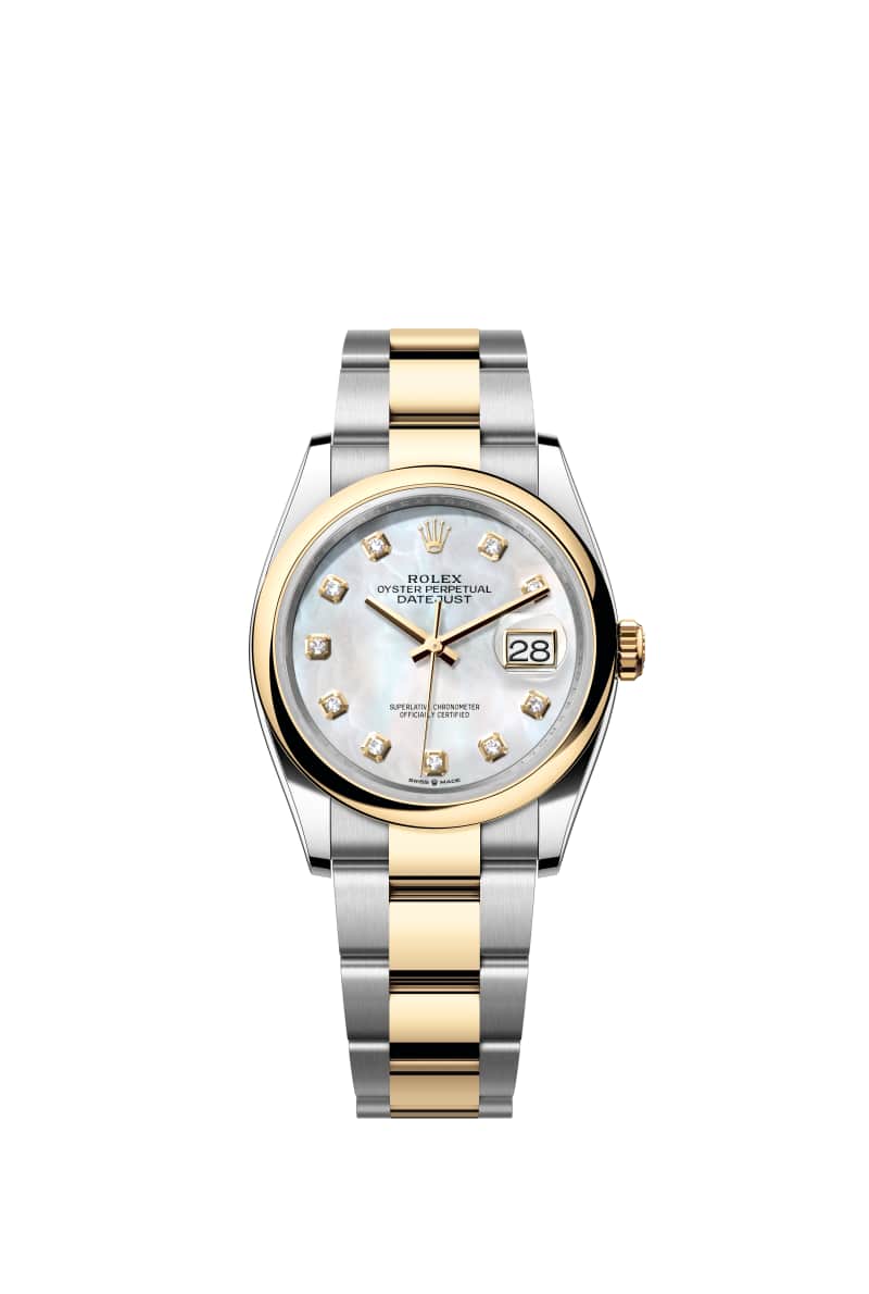 ROLEX ๋ฐ์ดํธ์ ์คํธ 36 126203 ๋ค์ด์๋ชฌ๋๊ฐ ์ธํ
๋ White ์ง์ฃผ์๊ฐ ๋ค์ด์ผ ์ค์ด์คํฐ์คํธ๊ณผ ์๋ก์ฐ Gold