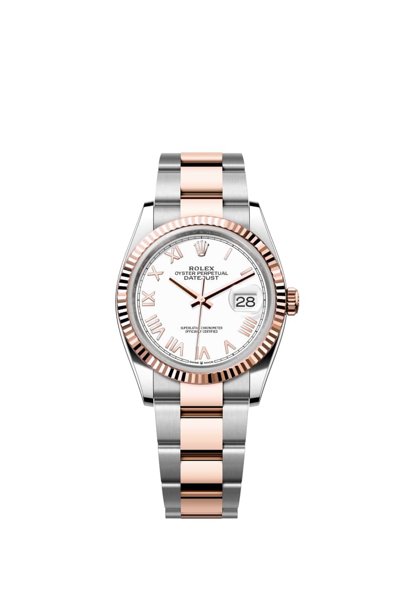 ROLEX ๋ฐ์ดํธ์ ์คํธ 36 126231 White ๋ค์ด์ผ ์ค์ด์คํฐ์คํธ๊ณผ ์๋ฒ๋ก์ฆ Gold