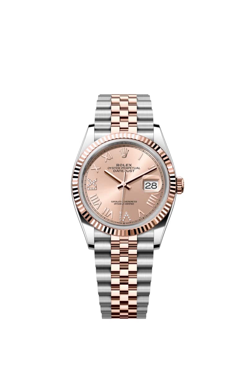 ROLEX 데이트저스트 36 126231 다이아몬드가 세팅된 Rose Color 다이얼 오이스터스틸과 에버로즈 Gold