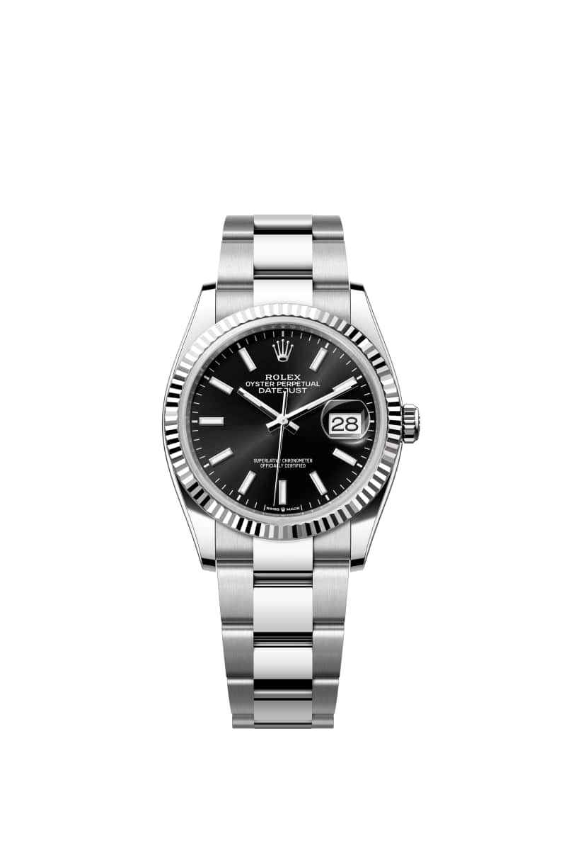ROLEX ๋ฐ์ดํธ์ ์คํธ 36 126234 ๋ธ๋ผ์ดํธ Black ๋ค์ด์ผ ์ค์ด์คํฐ์คํธ๊ณผ White Gold