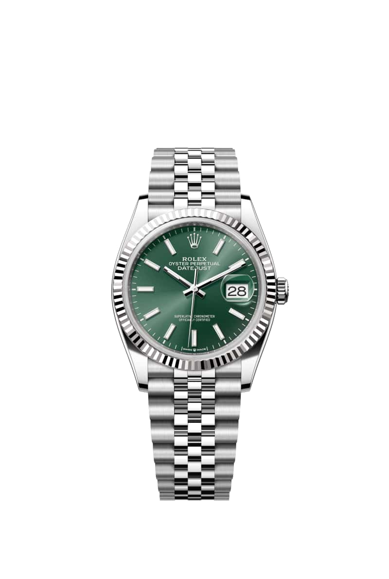 ROLEX ๋ฐ์ดํธ์ ์คํธ 36 126234 ๋ฏผํธ ๊ทธ๋ฆฐ ๋ค์ด์ผ ์ค์ด์คํฐ์คํธ๊ณผ White Gold